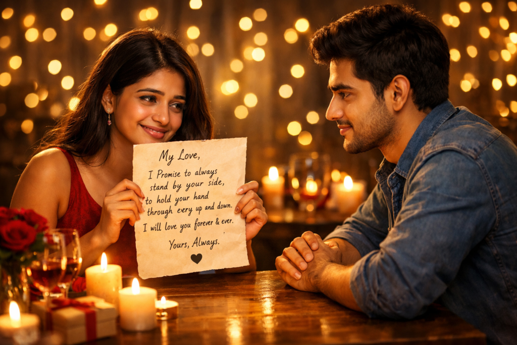 Promise Day 2026 emotional love story - couple making promises