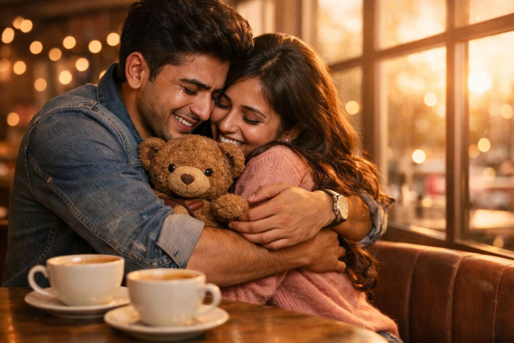 Teddy Day 2026 celebration - romantic couple with teddy bear gift